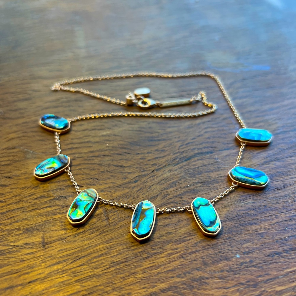 Kendra Scott Meadow Necklace in Abalone and Rose Gold